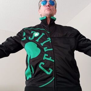 Boston Celtics NBA Mens Jacket Black Green Zipper Size  UNK Blue‎ Label